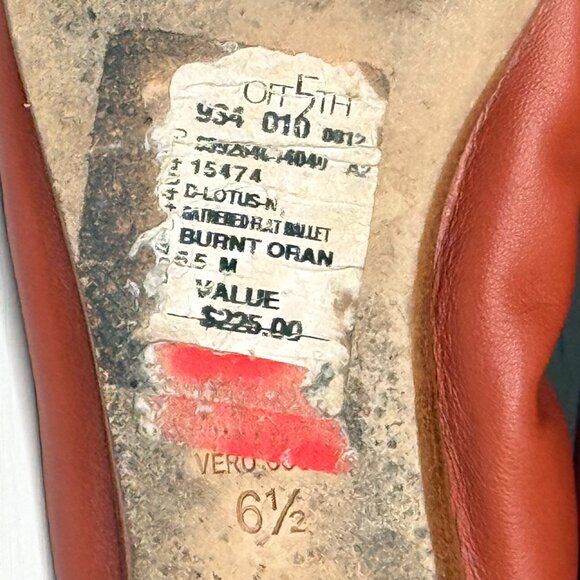 Delman Leather Round Toe Stretch Slip On Ballet Flat 6.5 M Burnt Orange - Picture 8 of 8